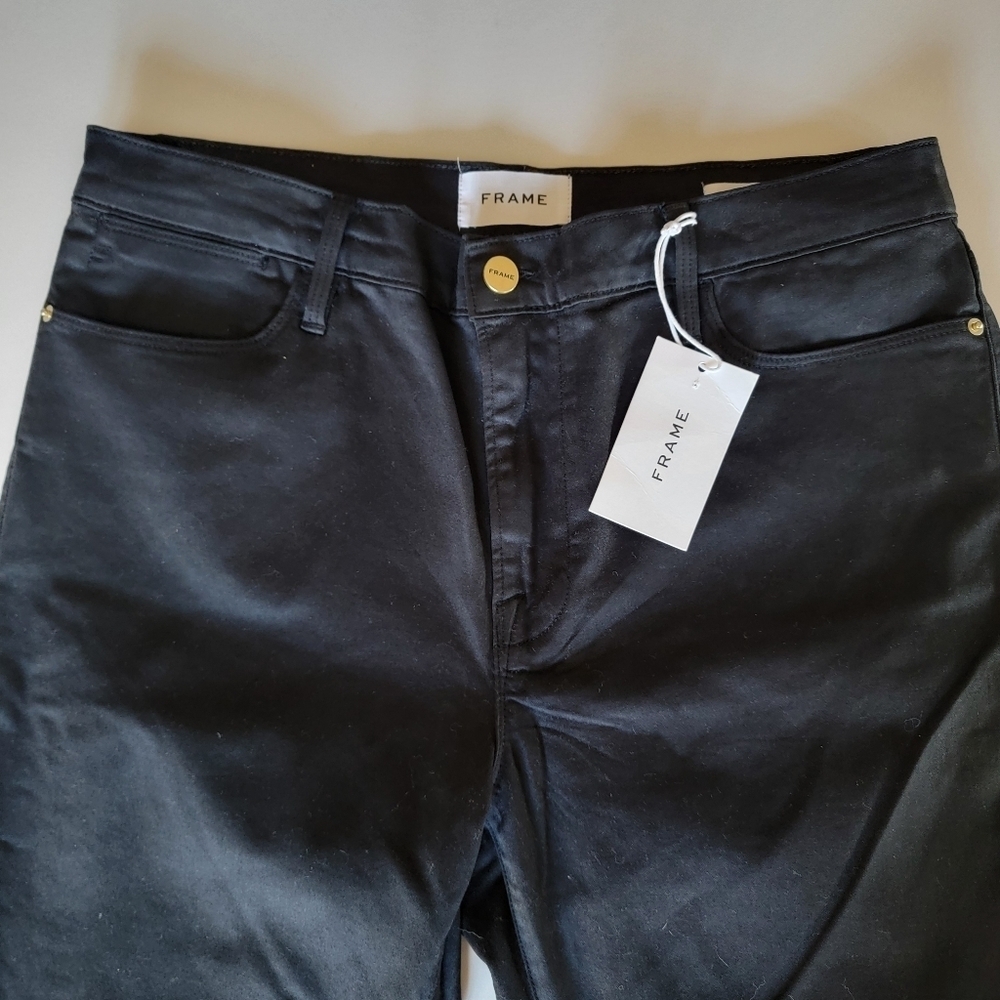 FRAME Le High Skinny Coated Noir Coated Jeans NWT 31 - Picture 10 of 14